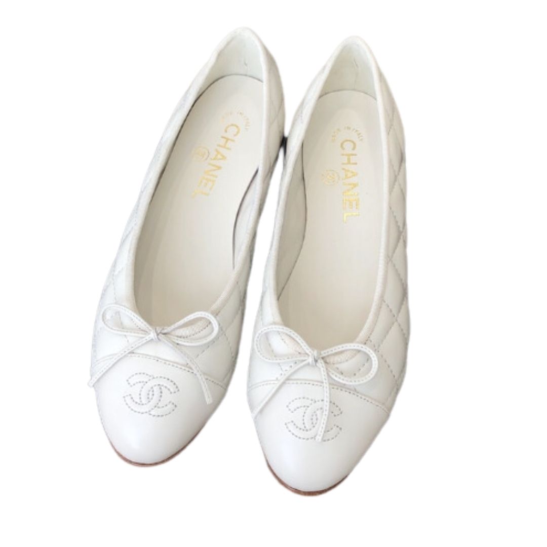 Chanel Ballet Flats White For Women - TEMAFES
